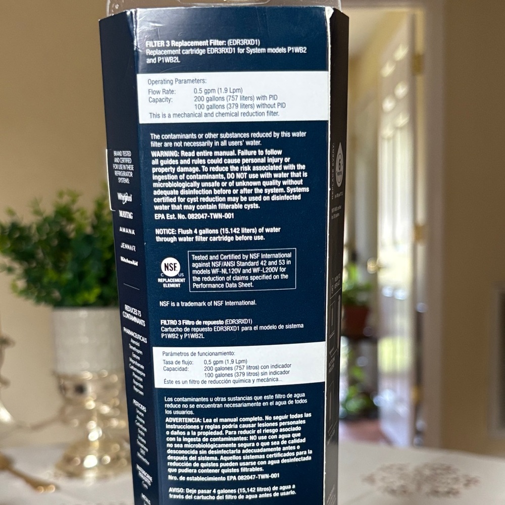 Everydrop Refrigerator Water Filter - EDR3RXD1 for Models P1WB2 and P1WB2L - Picture 3 of 6